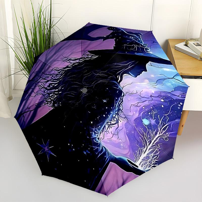1PC Witchcraft Fantasy Automatic Folding Umbrella - Compact 8-Rib Design, Durable Plastic & Iron, Lightweight for Outdoor Daily Use, Festive Gift002