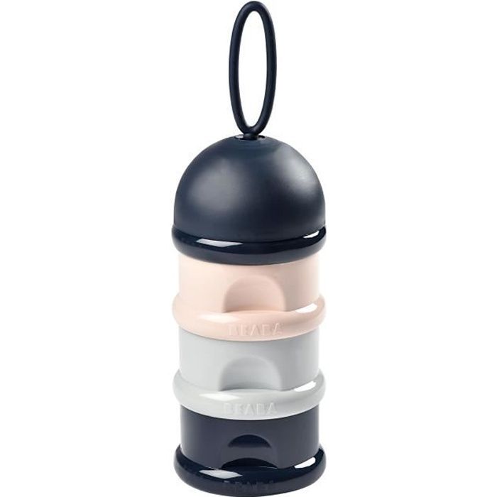 BÉABA - Stackable Milk Powder Dispenser - 100% Airtight - 3 Compartments - Large Capacity - Pink