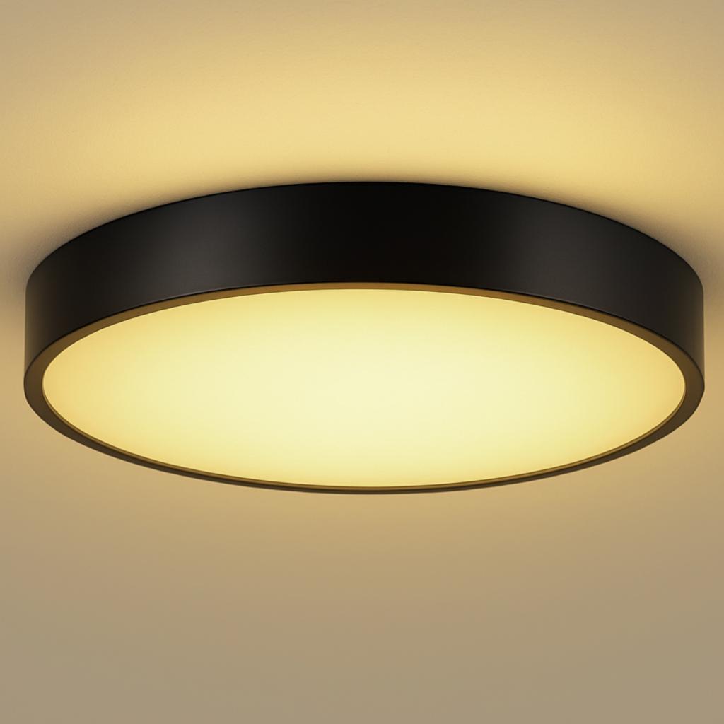 Rund LED-taklampa 40 cm neutralvit 24W modern Rund LED-taklampa svart 40 cm - varmvit