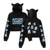Fashion KPop Demon Hunters Crop Tops Cat Ears Sweatshirt Long Sleeve Girls Women Fashion Derpy Tiger Hoodie