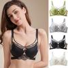 Sutien francez neted din dantelă, care mărește mărimea bustului mare, cu cupă respirabilă urechi de iepuraș și lenjerie intimă subțire