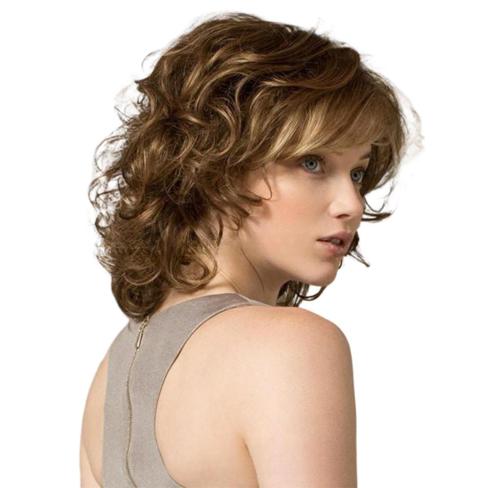 Dámské hnědé krátké kudrnaté vlasy