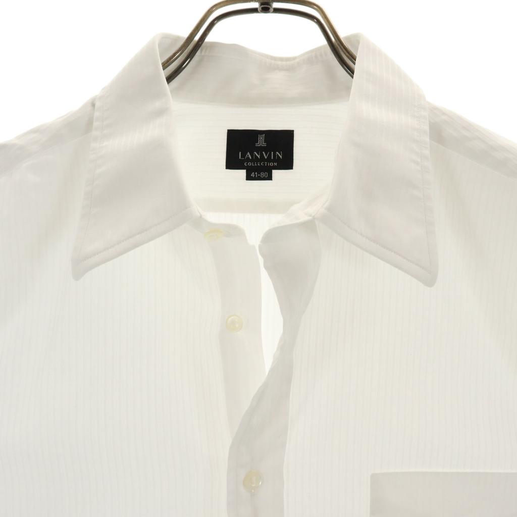LANVIN made in Japan Striped Pattern Long sleeve shirt 41-80 White Men's Used