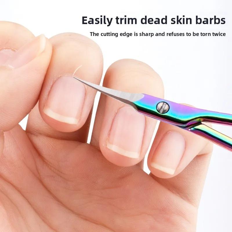 3Colors Stainless Steel Manicure Scissors for Nail Care Handle Cuticle Nipper Dead Skin Removal Scissors Beauty Tools