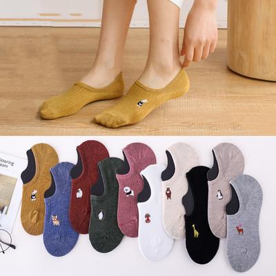 Women's Summer Socks Thin Cartoon Animal Socks No-drop Boat Socks Short Cotton Socks Shallow Non-slip Invisible Socks