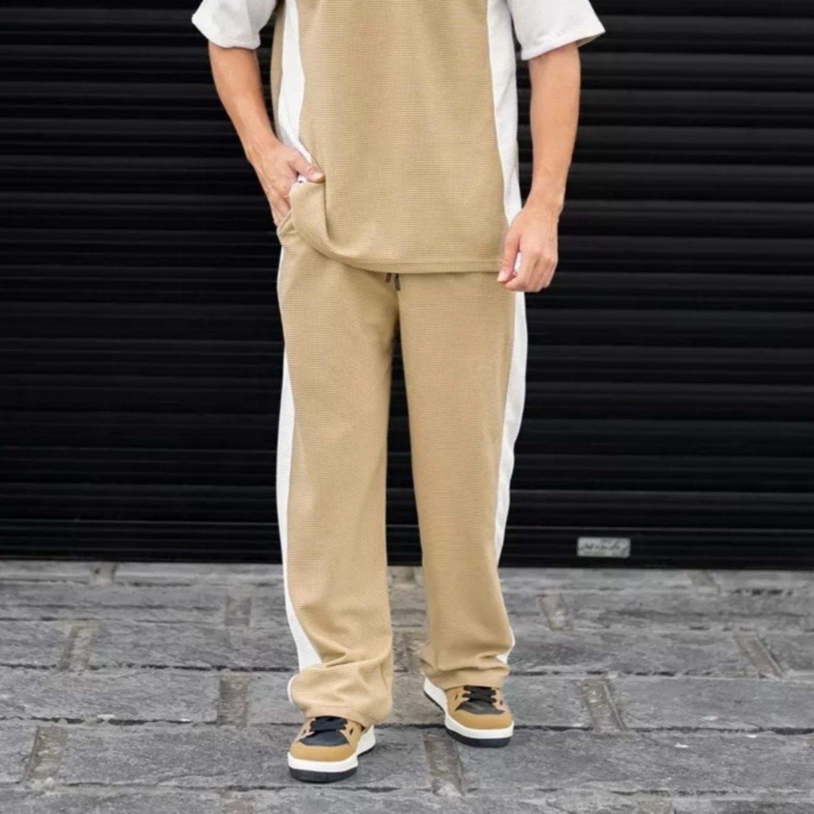 

Men s Loose, Breathable Straight-leg, Color-blocked Sport And Casual Trousers XL хакі