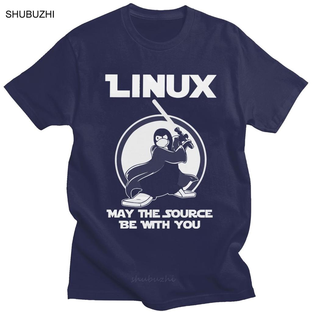 Funny Linux Tshirt Men May The Source Be With You Tshirt Programmer Computer Developer Geek Nerd Shirt Short Sleeve Cotton Tee