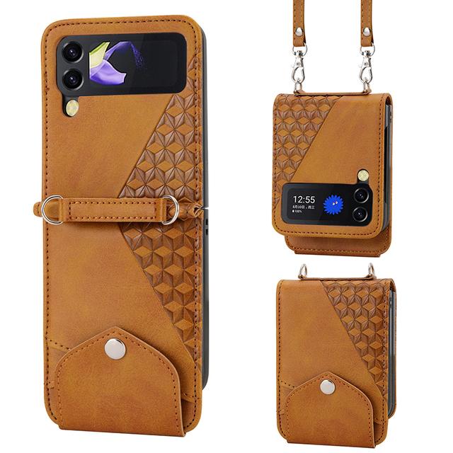 Módní dámská crossbody kabelka pro Samsung Galaxy Z Flip 3 4 5g Card Bag Kryt na telefon pro Galaxy Z Flip3 Flip4 kožené pouzdro