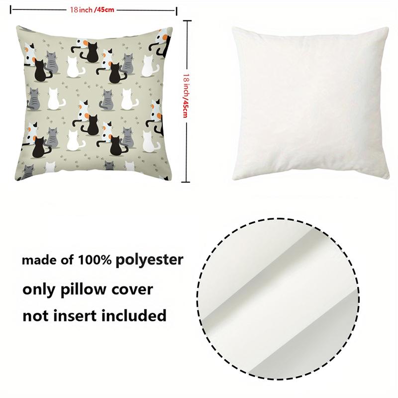1 Pieces Cute Cat Pattern Throw Pillow In Neutral Tones Polyester pillowcase, sofa decorative cushion cov Headboard Pillow