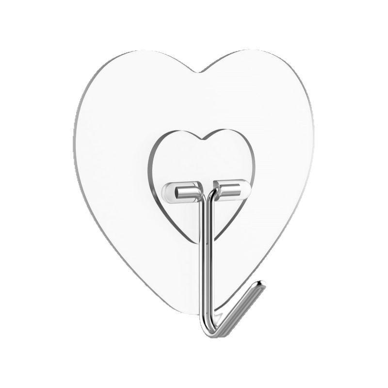 10Pcs No Drilling Transparent Plastic Wall Hanger Heart-Shaped Wall Mounts, Suitable for Kitchen And Bathroom Storage, Easy Installation