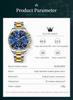 OLEVS Fashionable Business Popular Quartz Watch Waterproof Analog Watch Date Metal Band Casual Easy to Read Fashion Arm Watch Blue Dial Stainless