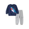 Spring and Autumn Children's Clothing Towel Embroidery Shark Boys' Sweatshirt Set Children's Casual Solid Color Long Pants Baby Two-Piece Set