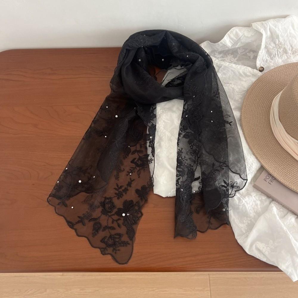 Korean Version Sunscreen Shawl Long Female Headscarf Casual Women's Lace Scarf