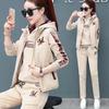 Women's Fashion Plush Thicken Tracksuit Set Sports Hoodie Vest Sweatpants Set Sports Suit 3-piece Suit
