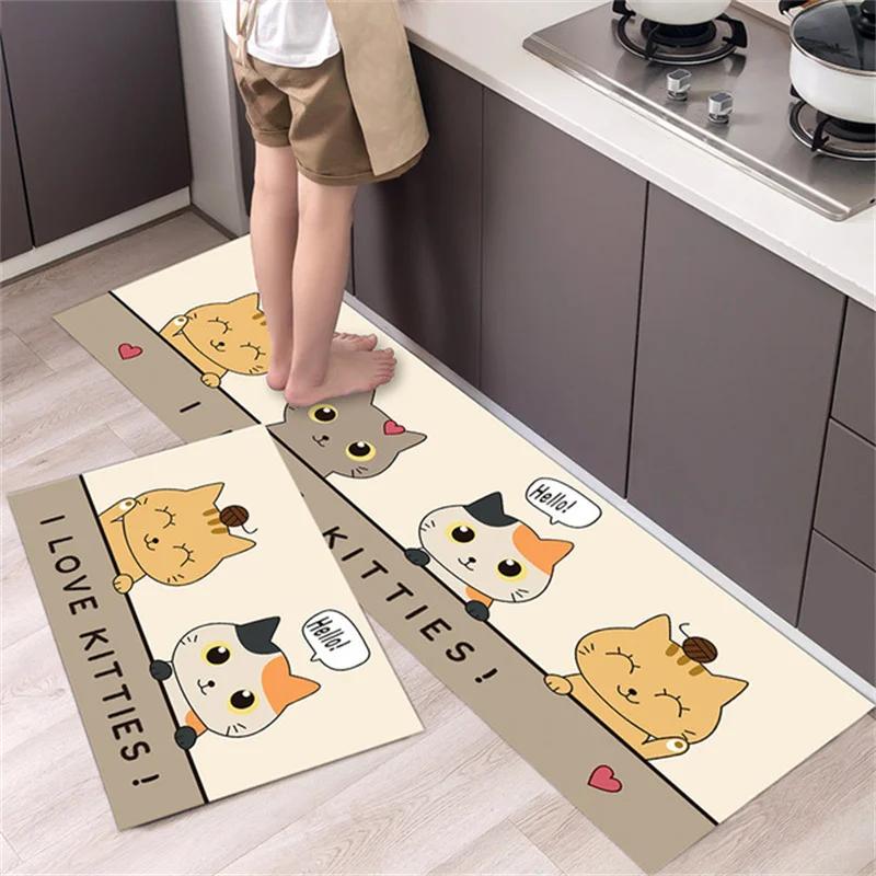 Cartoon Non-slip Soft Kitchen Mat Home Long Strip Kitchens Rug Set Entrance Doormat Washable Hallway Carpet Bath Living Room Rug