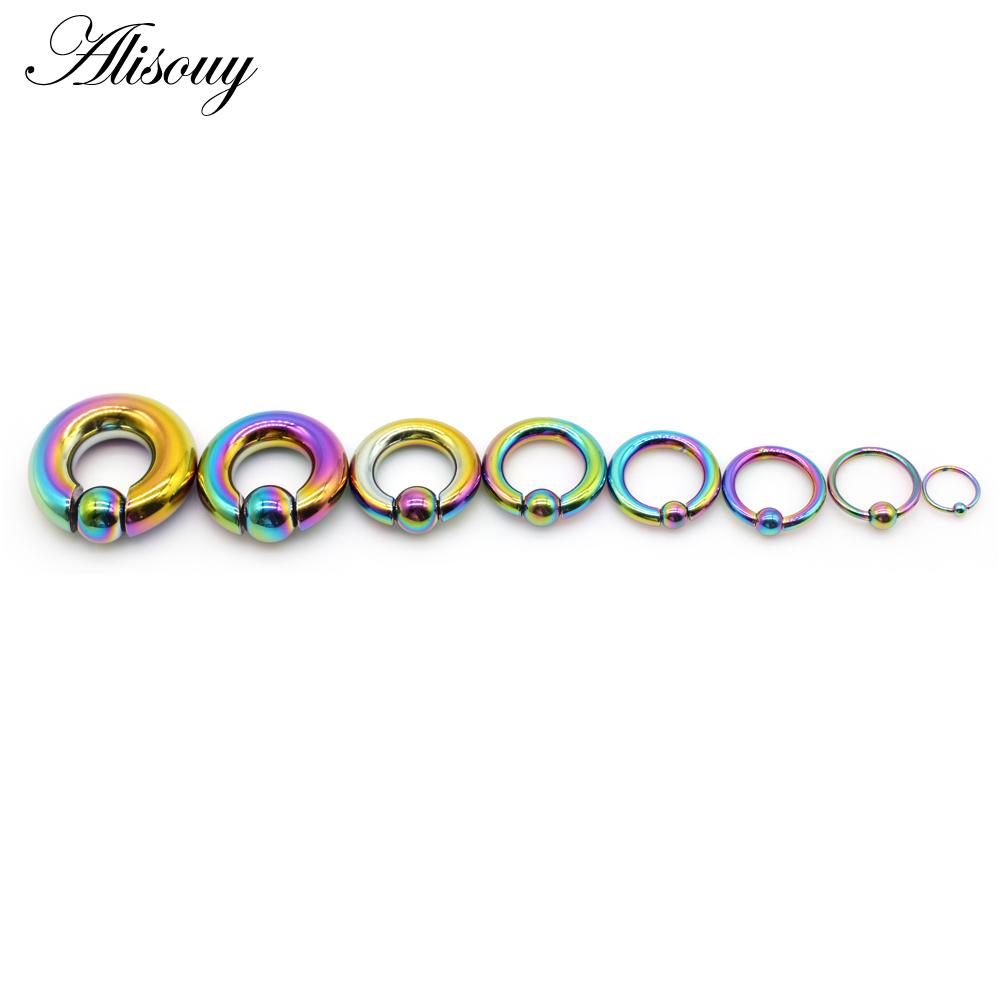 Alisouy 1pc Big Stainless Steel Captive Hoop BCR Eyebrow Tragus Closure Nipple Bar Lips Nose Rings Ear Piercing Body Jewelry