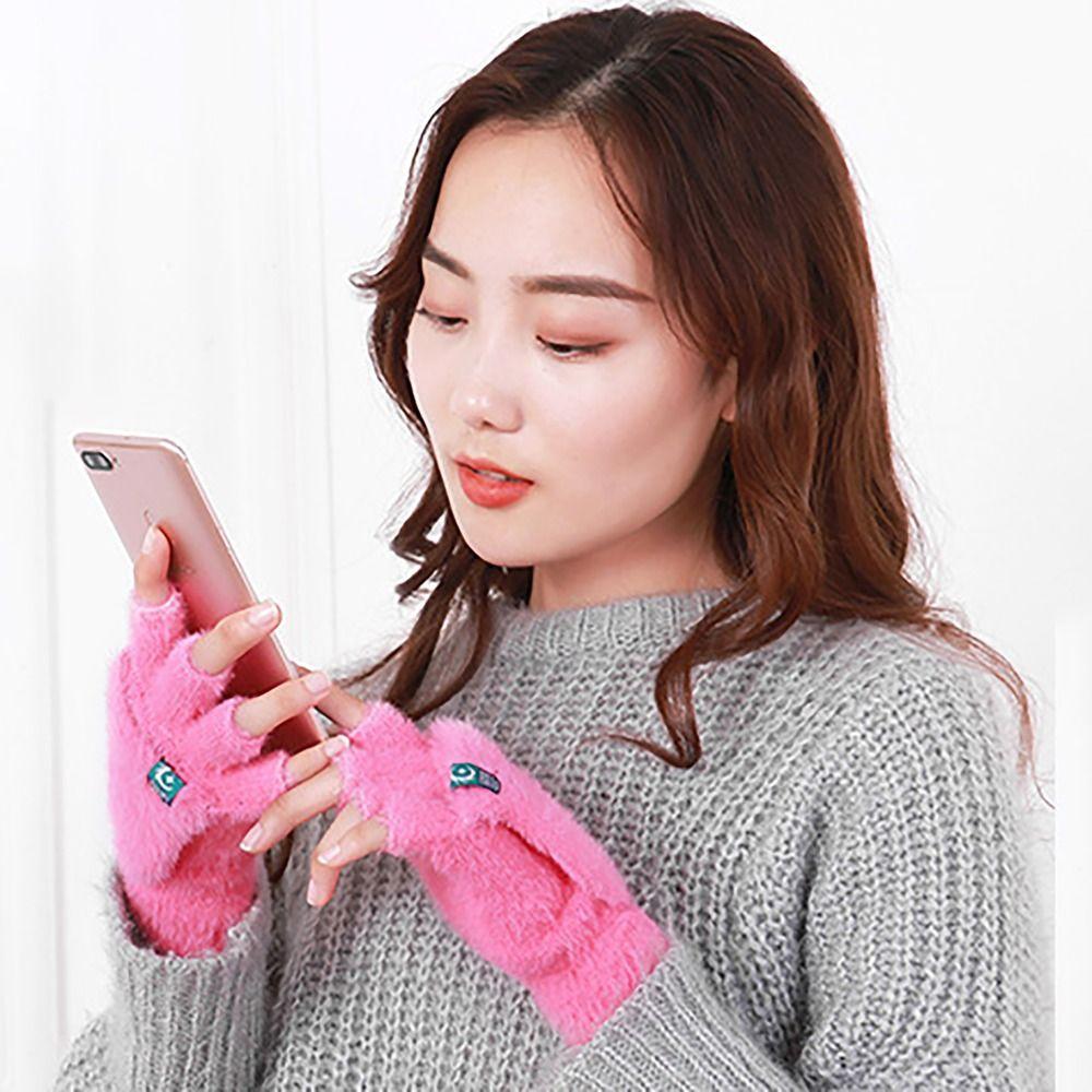 Plush Winter Gloves Screen Touchable Hand Warmer Fashion Glove Bracers  For Woman Girls