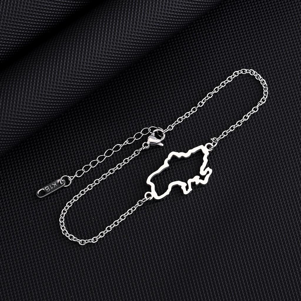 Braccialetti a Catena Donna Uomo Braccialetti Mappa Paese Gioielli Materiale Acciaio Inossidabile