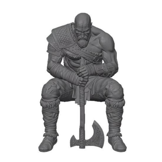 3D Printed Warrior Statue Figurine with Nordic Mythology Weapon