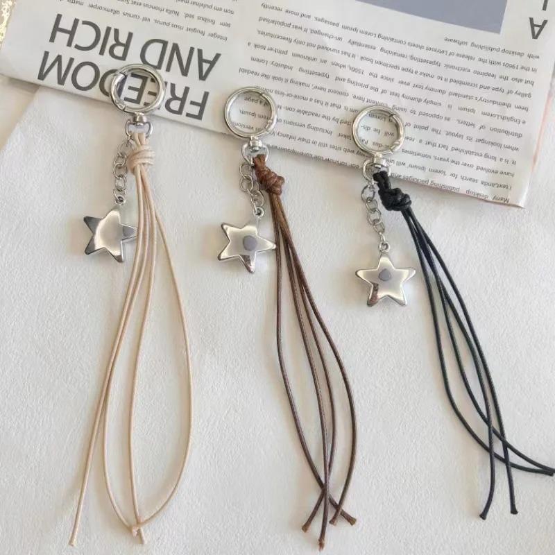 Beautiful Rope Tassel Keychains Waterproof Long PU Rope Tassel O-shaped Clasp Bag Pendant for Woman