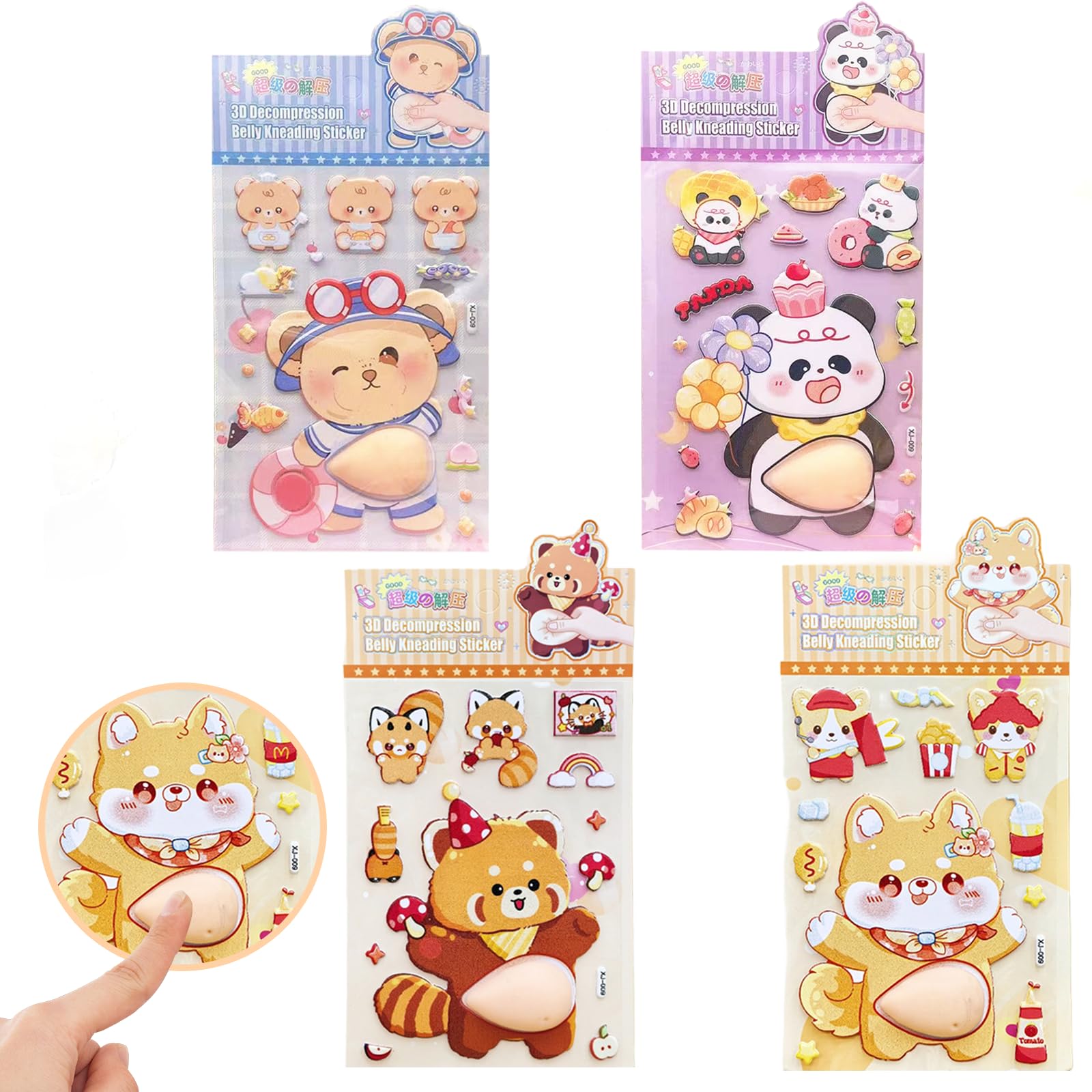 

EVERGIFT 3D Soft Belly Button Tummy Puni Puni Sticker Cute Stress Relief Notebook Decoration Craft Supplies