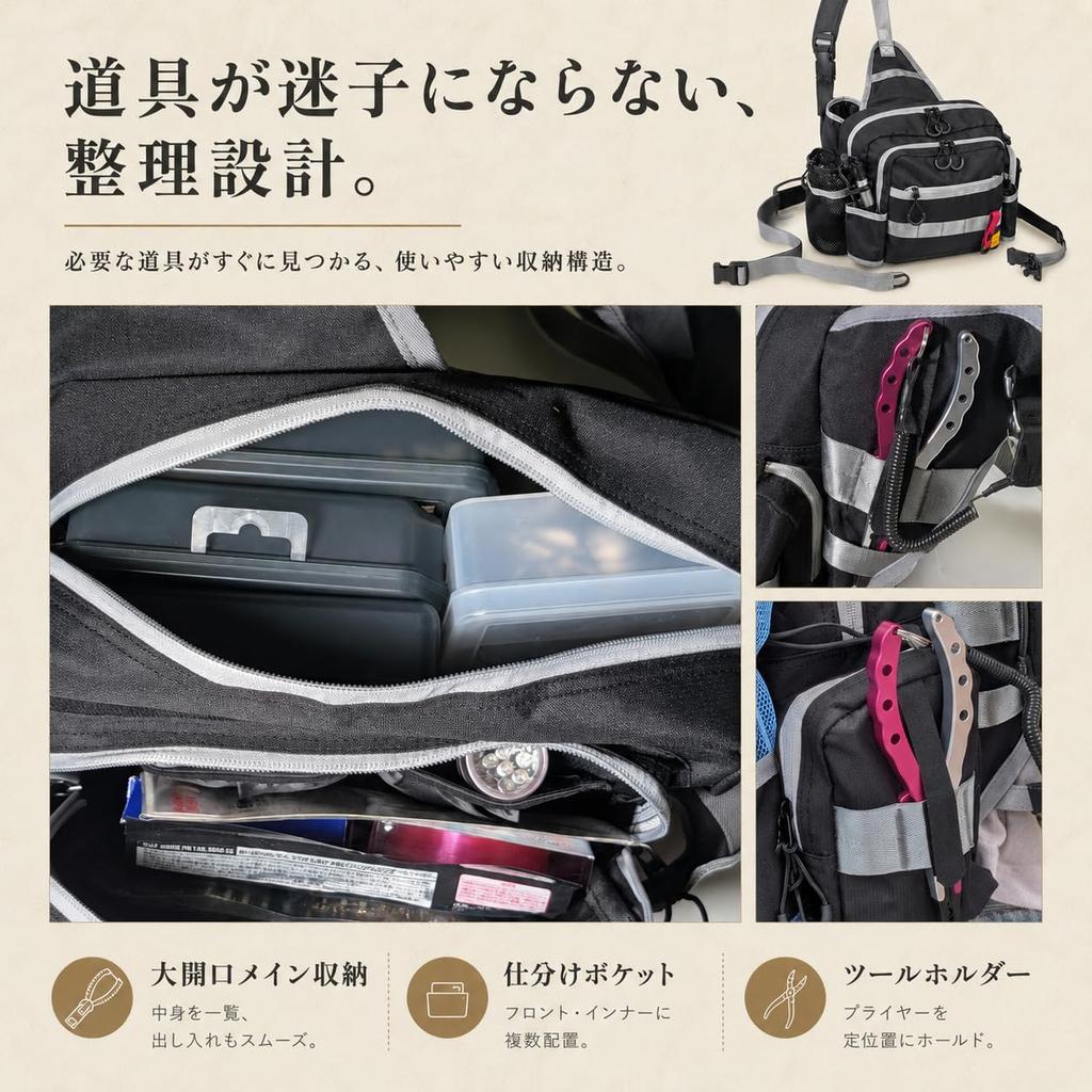 Grandwalker Fishing Tackle Run Gun Bag with Rod Waist Large Suitable for Bass and Light Game Fishing Bag, Bag, One-Shoulder, & Holder, Belt, Capacity,