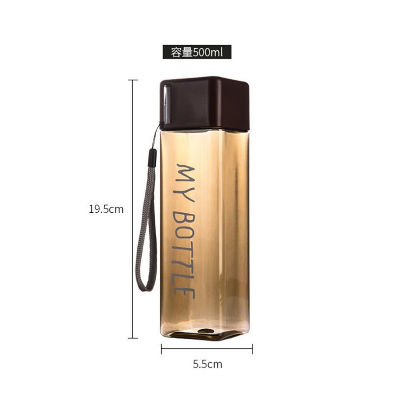 1 stk 500 ml Klar Firkantet Drikkeglass i Matt Plast Bærbar Vannflaske med Melkekabel for Utendørssport Sport Gym