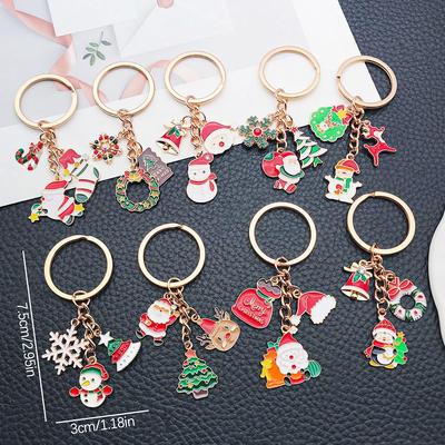 Santa Claus & Candy Christmas Tree Keychain Pendant - Cute Holiday Gift