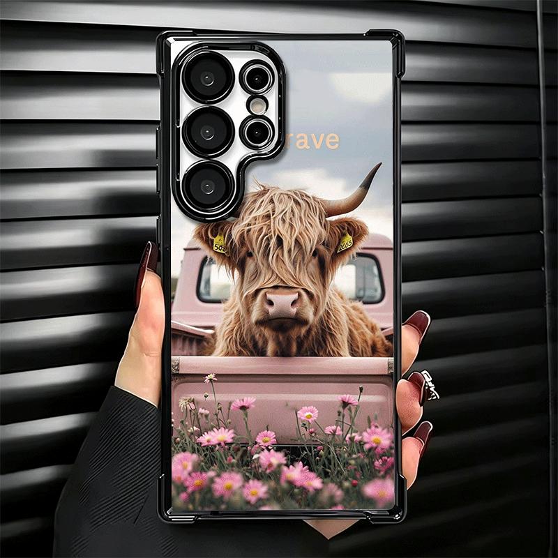 Niedliche Handyhülle mit Hochlandrind-Motiv für Samsung Galaxy S24, S25 FE, S26 Edge, S23 Ultra, S22, S21 Plus, S20 – sturzsichere Airabag-Schutzhülle