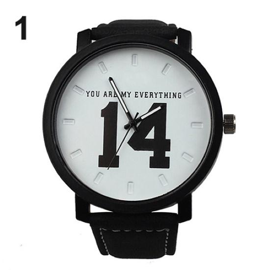 Unisex Couple Lover Number Dial Faux Leather Quartz Matching Wrist Watch