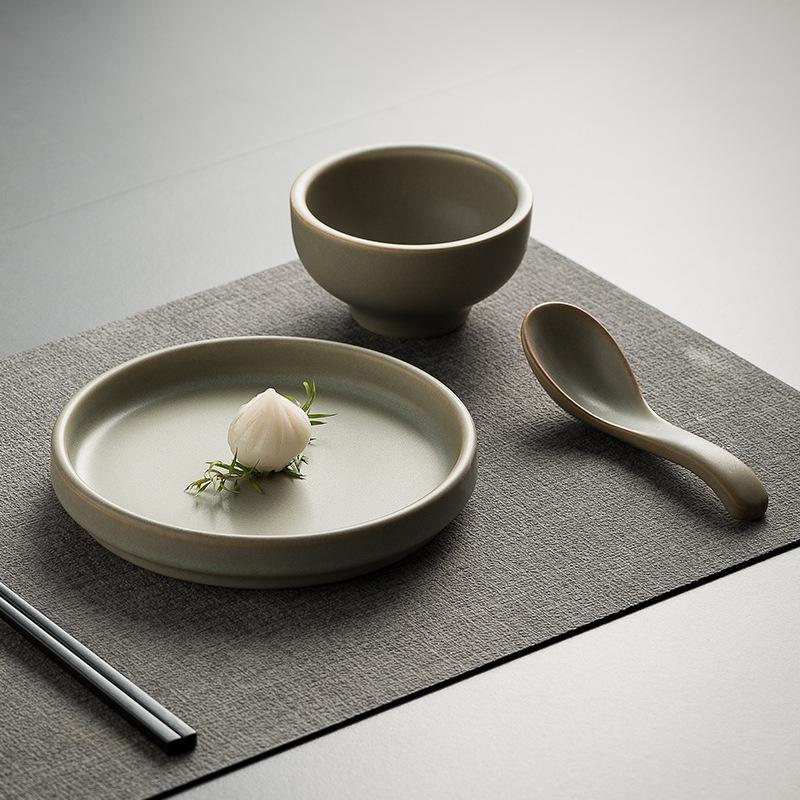 Retro sada stolního nádobí v japonském stylu, Třídílná sada pro hotelový provoz, Misky, lžíce pro komerční klubové restaurace, Stolní nádobí pro jednu osobu