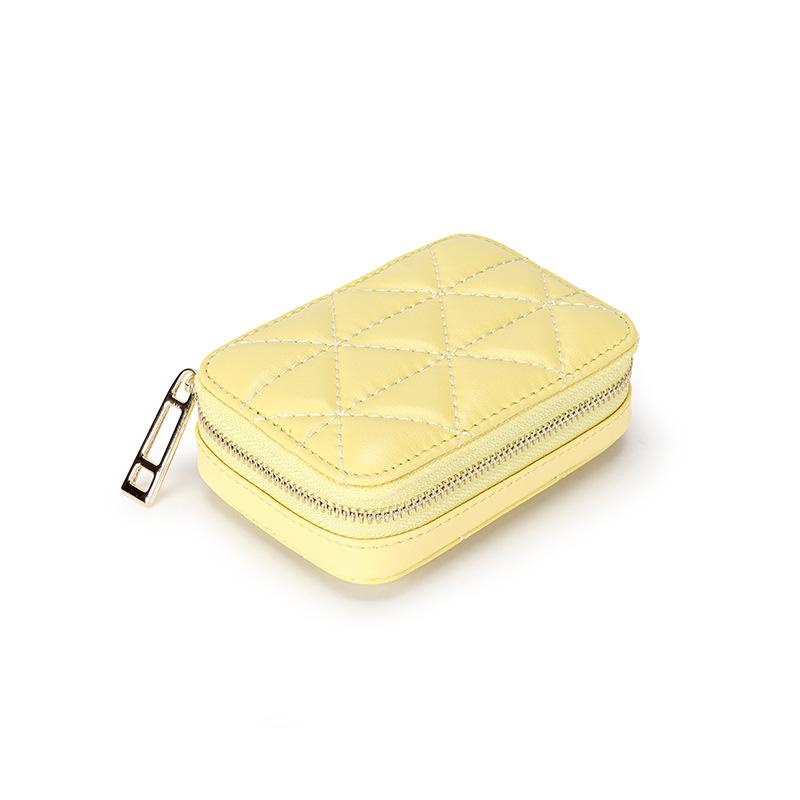 Leather makeup mouth red envelope women's new first-layer cowhide portable mirror cosmetic bag versatile storage small zipper bag