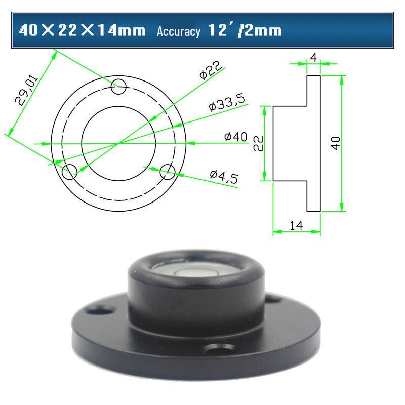HACCURY Round Metal Spirit Level with Base Mounting Holes