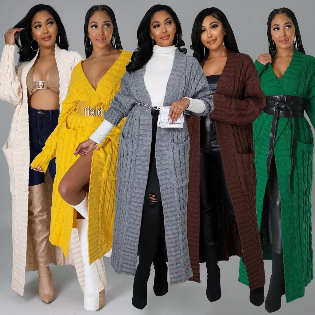 European & American Women's Sexy Long Sleeve Sweater Coat - Autumn/Winter Fashion