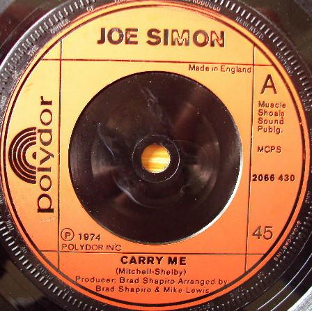 

7-дюймовая пластинка JOE SIMON - Carry Me 206430 Polydor 1974 UK Соул/Фанк Б/У