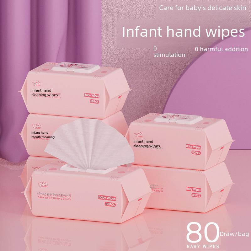 Baby Hand- und Mund-Feuchttücher, 80 Stück Großpackung mit Abdeckung, Hygienische Reinigungstücher