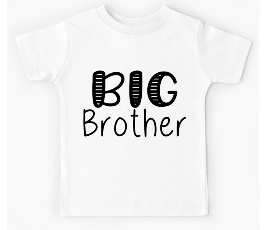 2026 New Childrens Tshirt Little Sister Big Brother Printed Round Neck Parent Child Clothing Summer Top for Boys and Girls