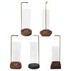 Incense Burner Holder Wooden Base Unique Design Ornament Glass Censer Clear