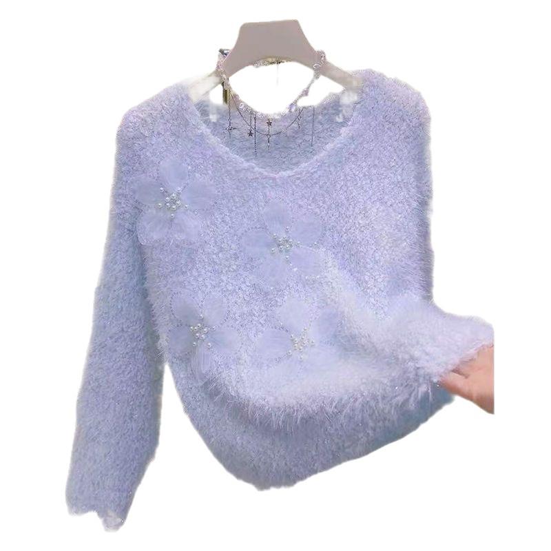 Women's Soft Knit 3D Floral Sweater - Gentle, High-End Style for Autumn/Winter