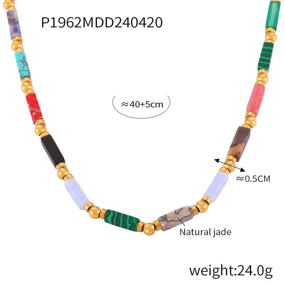 Dopamine Color Handmade Freshwater Pearl Necklace with Titanium Steel Pendant