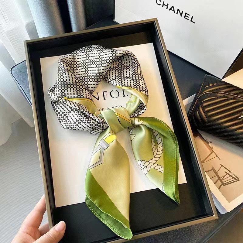 Luxury Satin Print Silk Scarf Square Women Streamer Neck Scarves Wrap Head Kerchief Beach Hair Band For Woman Bandana Summer