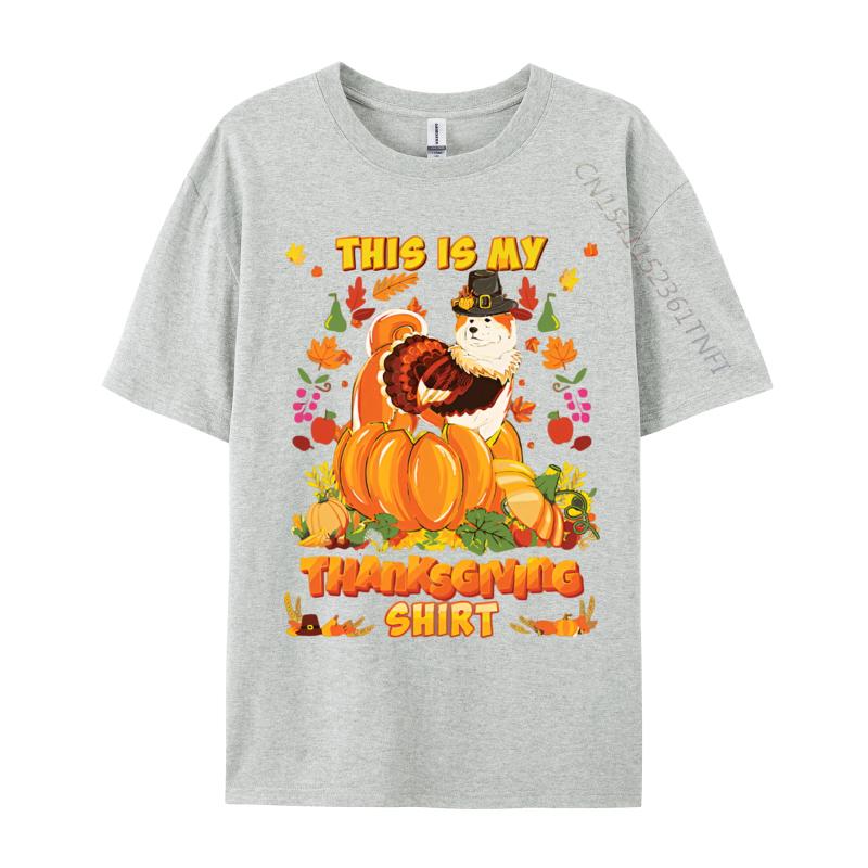 Mens Tshirts This Is My Thanksgiving Akita Dog Bless T Shirt Cool Tees For Men Loose Tops Tees Cotton