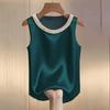 Elegantes Satinhemd Damen Sommer Perlendesign Seidenbluse Damen T-Shirts Lockere Weste Damen Tanktops Damen T-Shirt