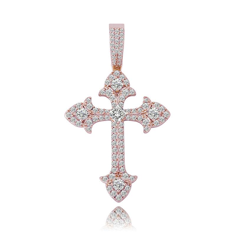 European and American Personalized Retro Cross Pendant Full of Zircon Men's Twist Chain Necklace Jewelry