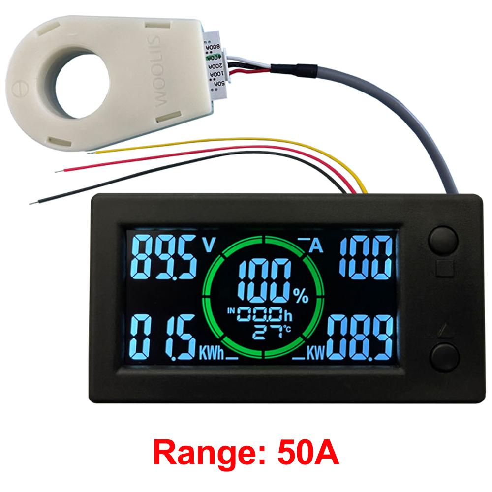 

50A 100A 200A 400A STN LCD Hall Coulomb Meter Counter Voltage Current Capacity Power Indicator Display Battery Monitor For Car