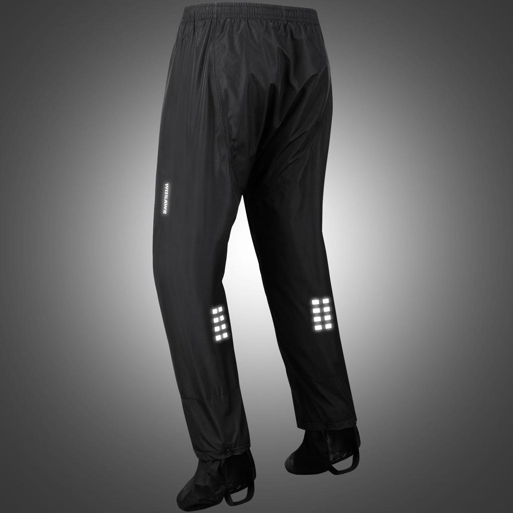 Wosawe Pánské cyklistické nepromokavé kalhoty odolné proti povětrnostním vlivům s návleky na boty, reflexní rychleschnoucí cyklistické kalhoty