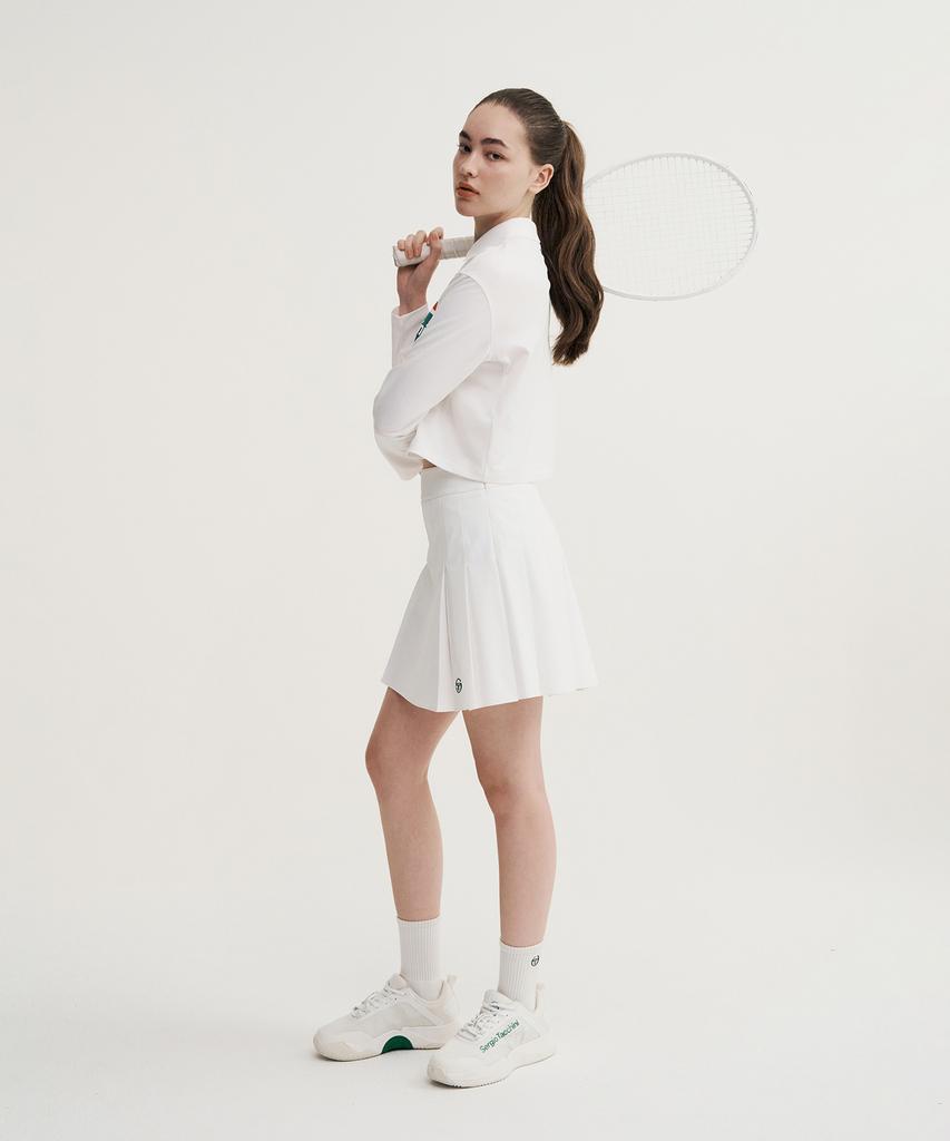 SERGIO TACCHINI W Flag Woven Mid-Length Pleated Skirt (White)