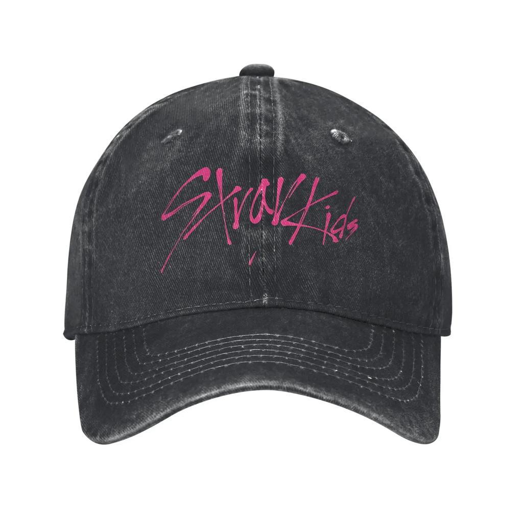 Kid Sun Baseball Cap Stylish Women Unisex Felix Bangchan Washed Hip Hop Hats Adjustable Print Kpop Logo Strays Rock Baseball Caps