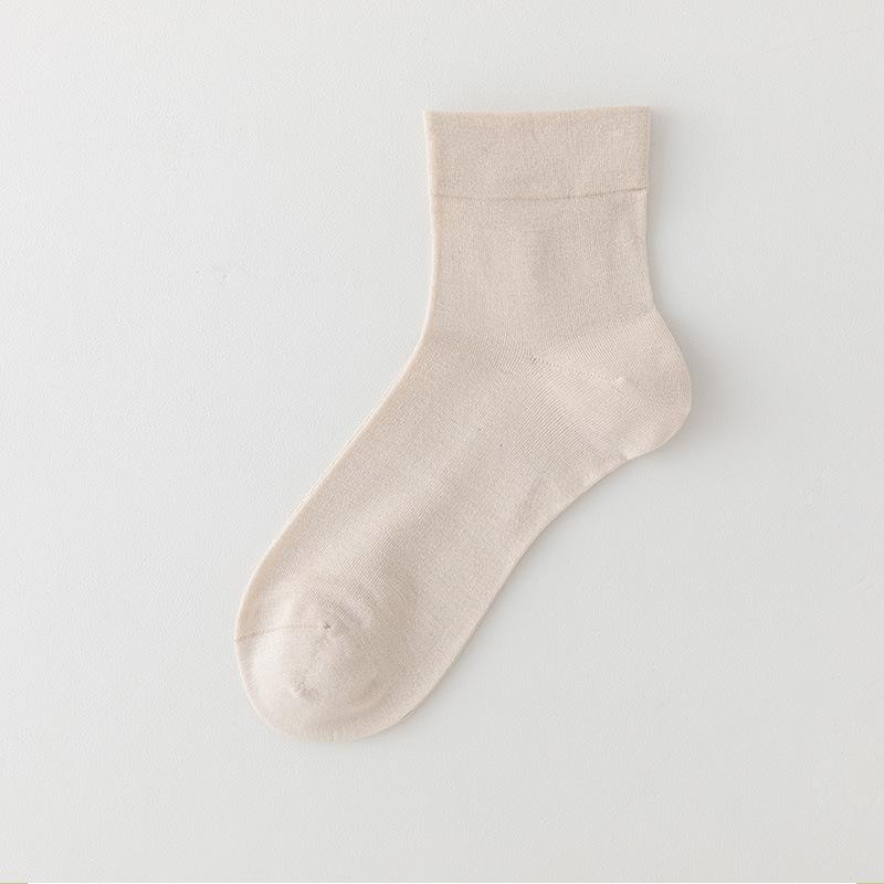 Female Summer Thin Pure Color Breathable Leisure All Match Short Tube Sock