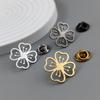 Fashion Peach Blossom Stainless Steel Brooch for Men Shirt Suit Lapel Pins Jewelry Wedding Party Accessories Father's Day Gifts